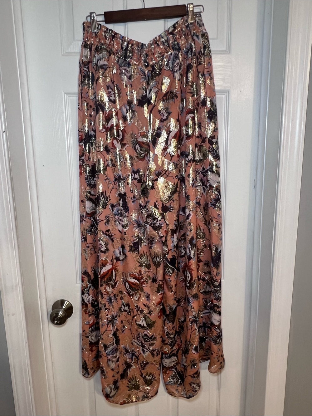 DianeVon Furstenberg Women’s Floral Metallic Accent Maxi Skirt - Peach Size L - Picture 4 of 9